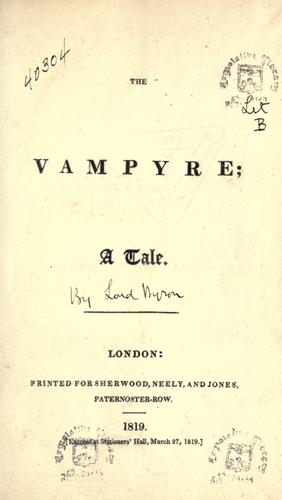 John William Polidori, John William Polidori, John Polidori: The Vampyre (1819)