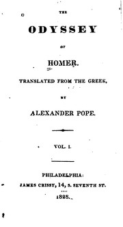 Homer, Alexander Pope: The Odyssey of Homer (1828, James Crissy)